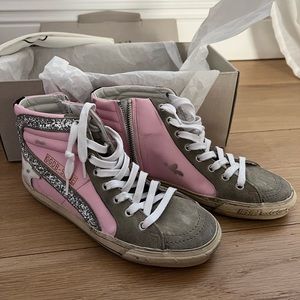 BNIB Golden Goose Pink Silver Mid Slides 37 7